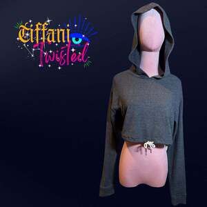 Out From Under Urban Outfitters Cropped Hoodie | Gray | Drawstring Hem | Size M